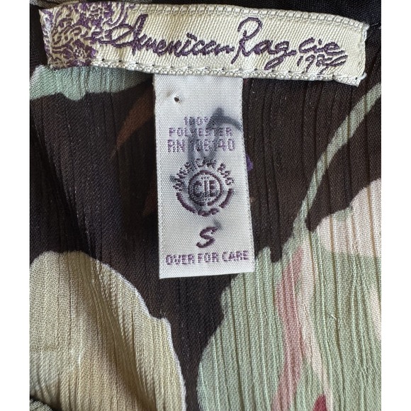 American Rag Cie Women's Sheer See-Through Blouse Shirt Top Black Floral Small - Picture 3 of 3